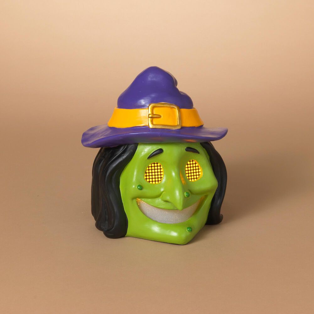 The Gerson Company Lighted Resin Halloween Witch with Moving Eyes in Green, , large