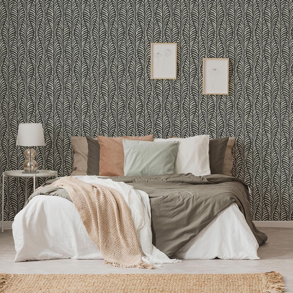 Tempaper Block Print 198&quot; x 20.5&quot; Peel and Stick Wallpaper in Black Jade, , large