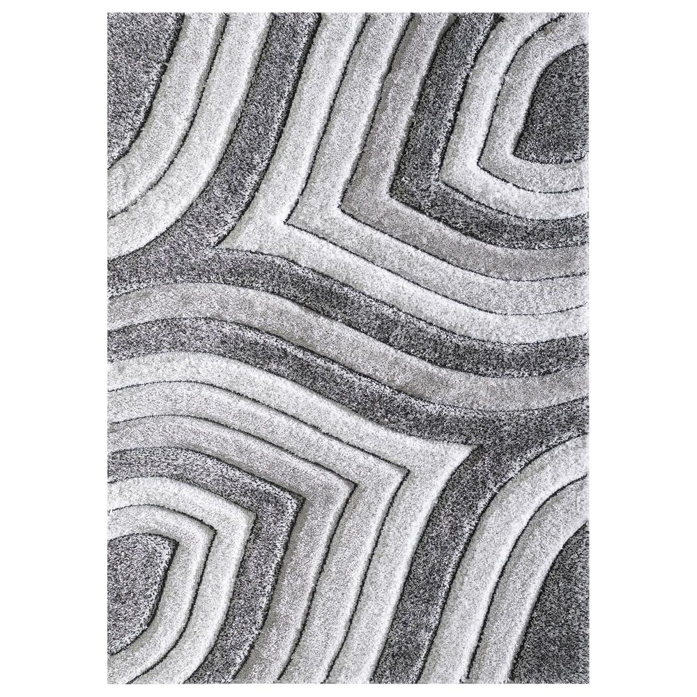 Central Oriental Chicago Kesden 7"10" x 10"10" Grey and White Area Rug, , large