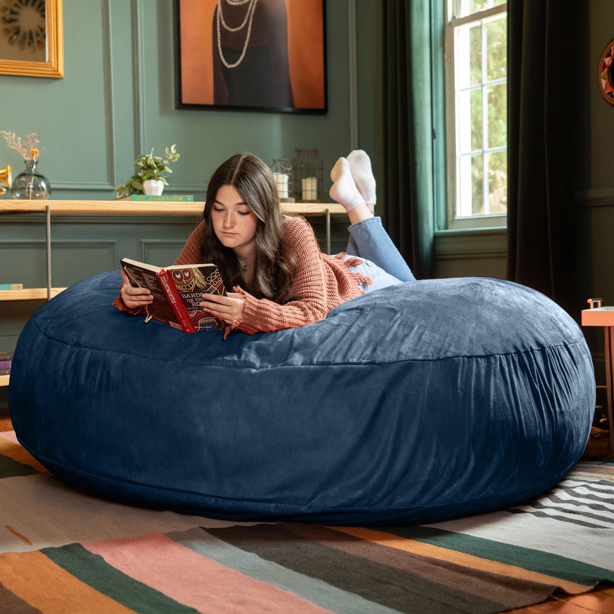 Jaxx 6' Cocoon Large Bean Bag Chair in Navy