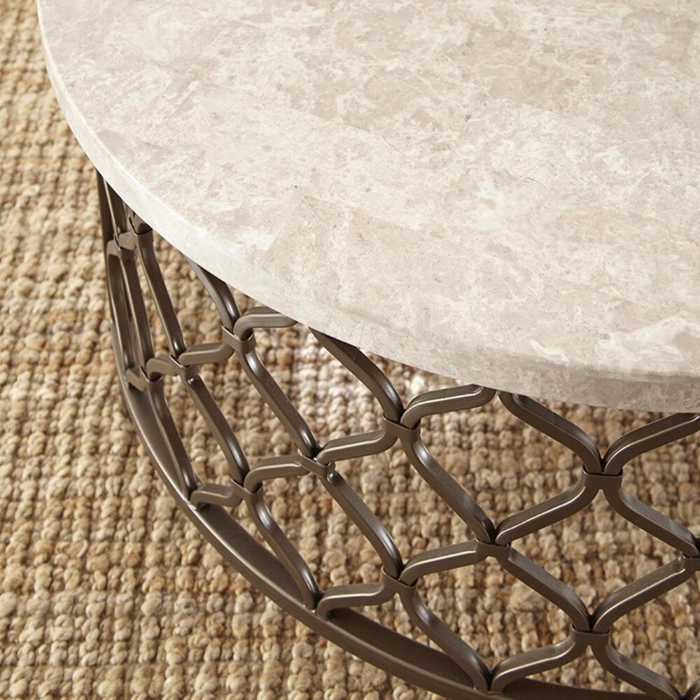 at HOME Roland Cocktail Table in White Stone and Bronze Nebraska