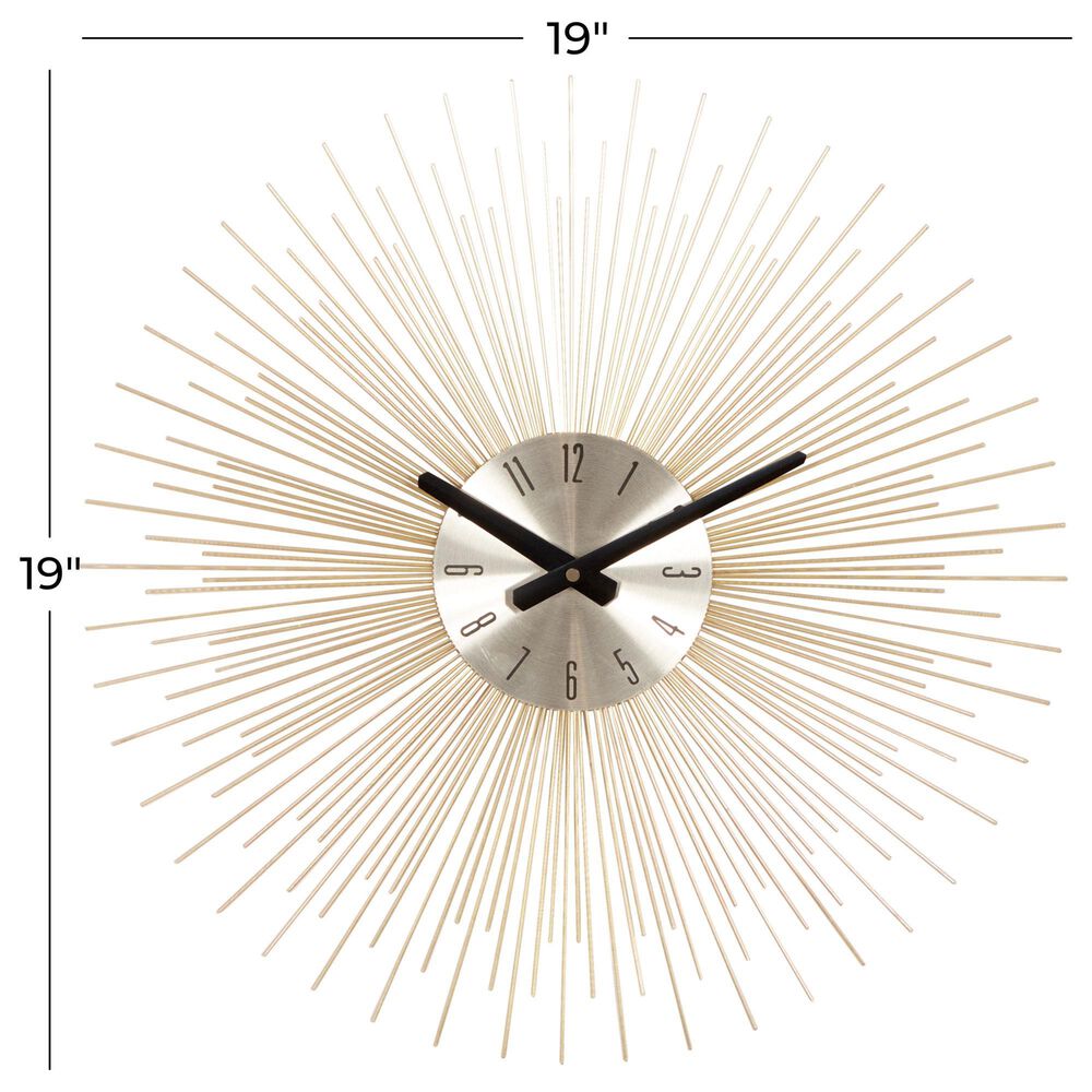 Maple and Jade 19&quot; Metal Wall Clock in Gold, , large