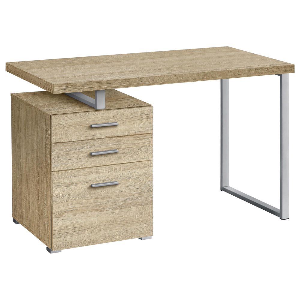 Monarch Specialties 48" Contemporary Computer Desk in Natural and Silver, , large