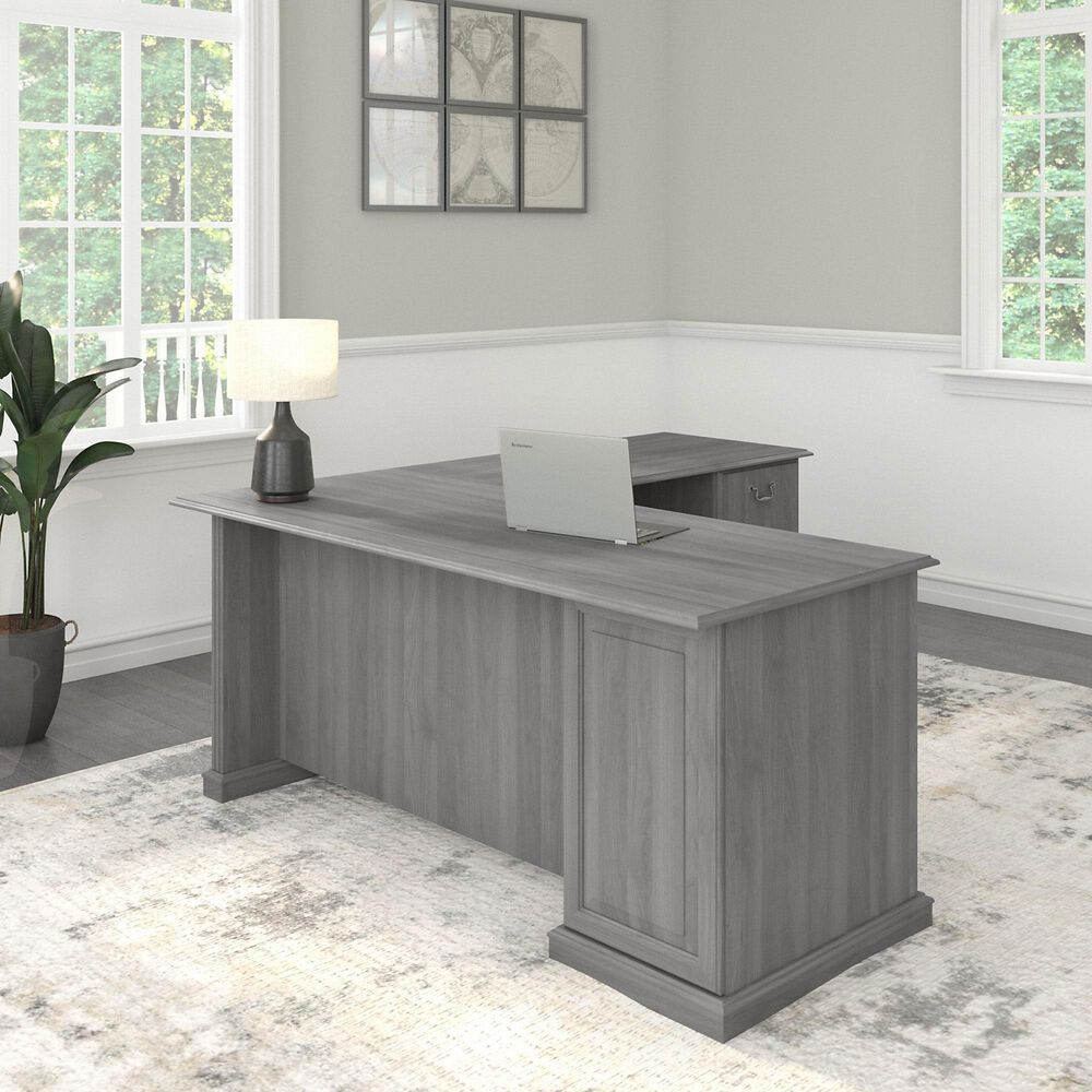 Bush Saratoga LShaped Computer Desk in Modern Gray Nebraska