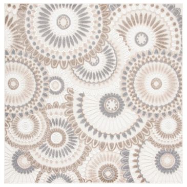 Safavieh Cabana CBN382F 6"7" Square Grey and Ivory Indoor/Outdoor Area Performance Rug, , large