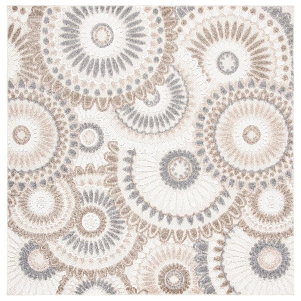 Safavieh Cabana CBN382F 6"7" Square Grey and Ivory Indoor/Outdoor Area Performance Rug, , large
