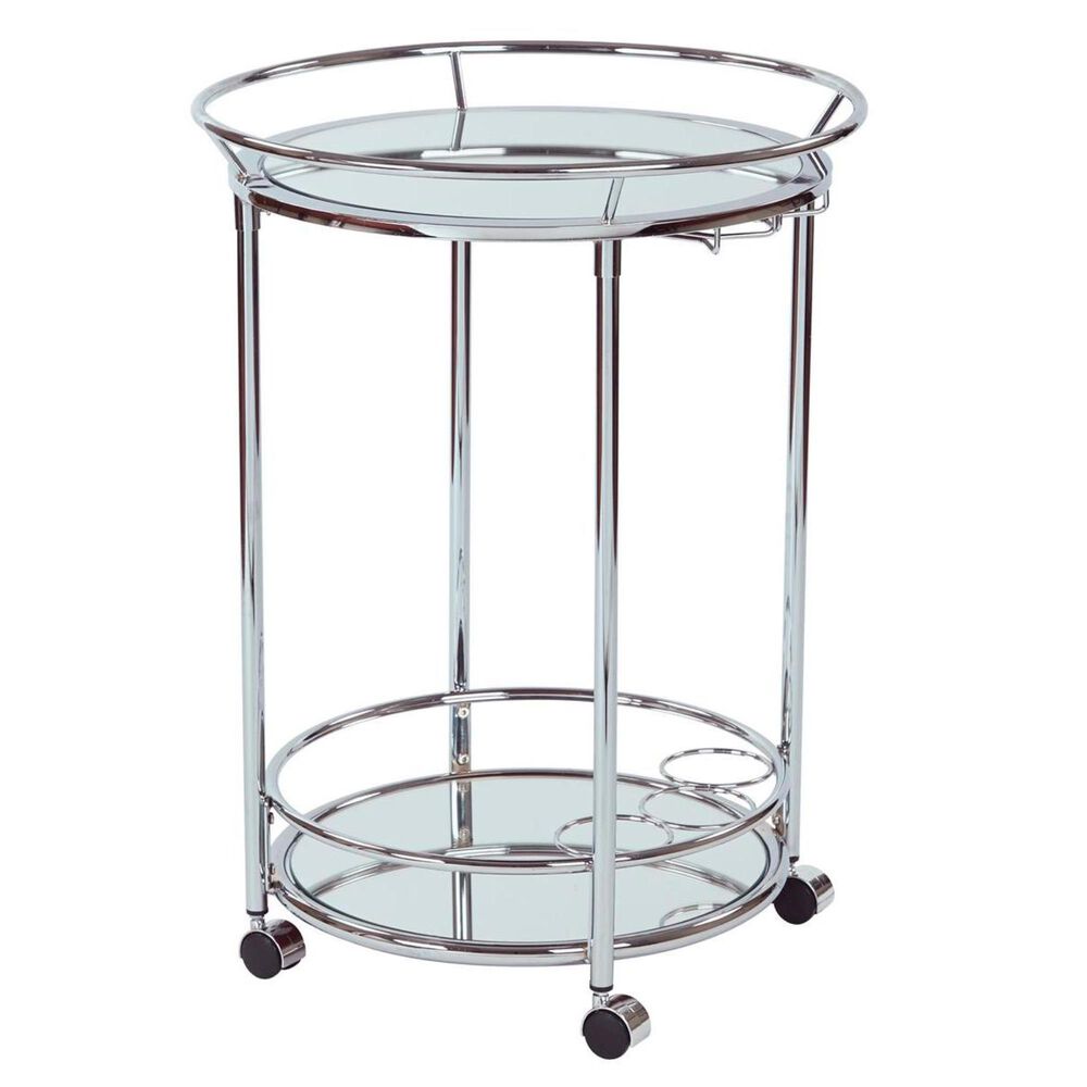 OSP Home Royse Serving Cart with Chrome Finish, , large