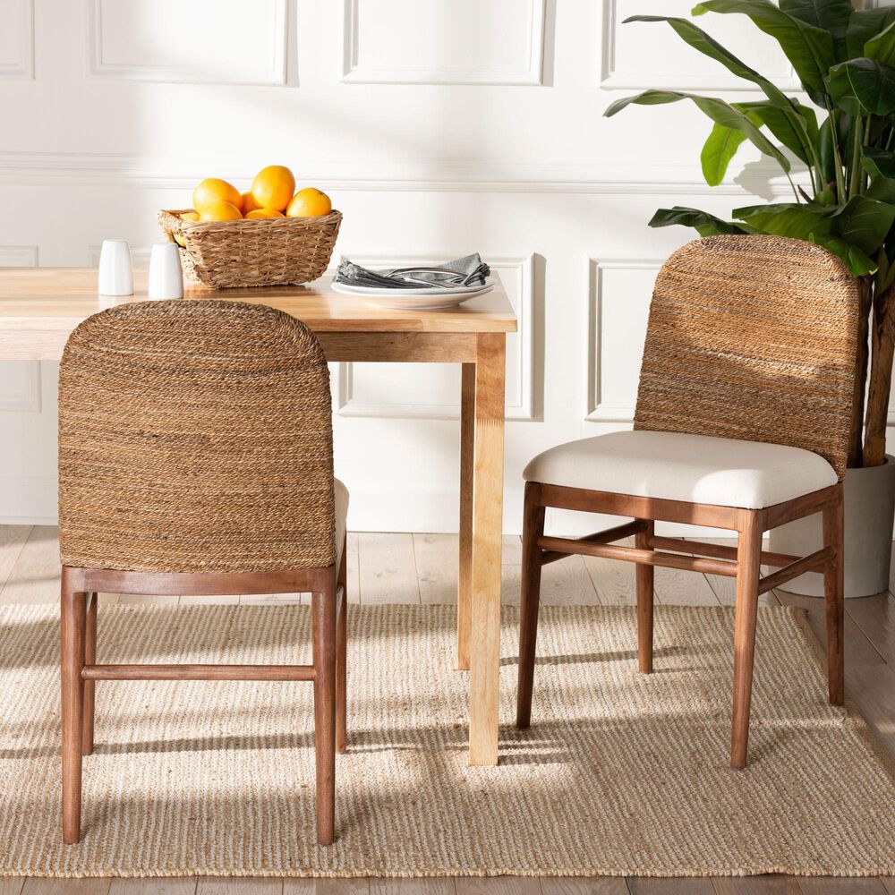 Baxton Studio Nadim Side Chair in Natural Brown (Set of 2), , large