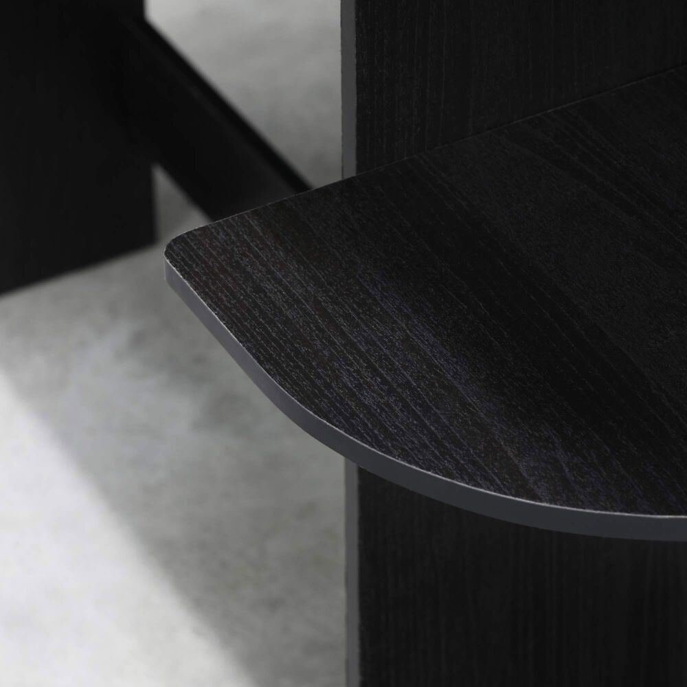 HOMLUX Compact Computer Desk with 3 Side Storage Shelves in Americano and Black, , large