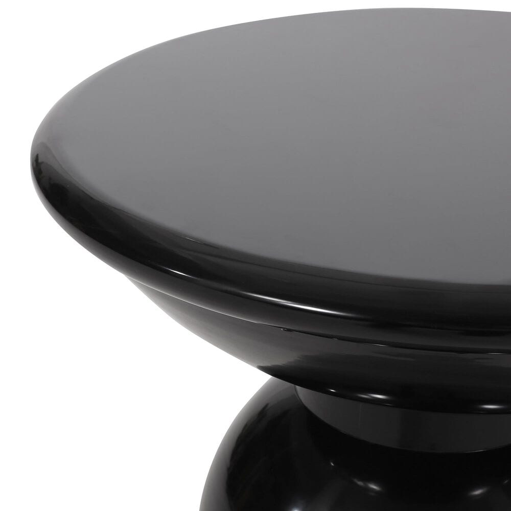 Hearth and Haven Large Patio End Table with Circular Design in Black, , large