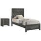 Crown Mark Valor Twin Bed with Nightstand in Gray, , large
