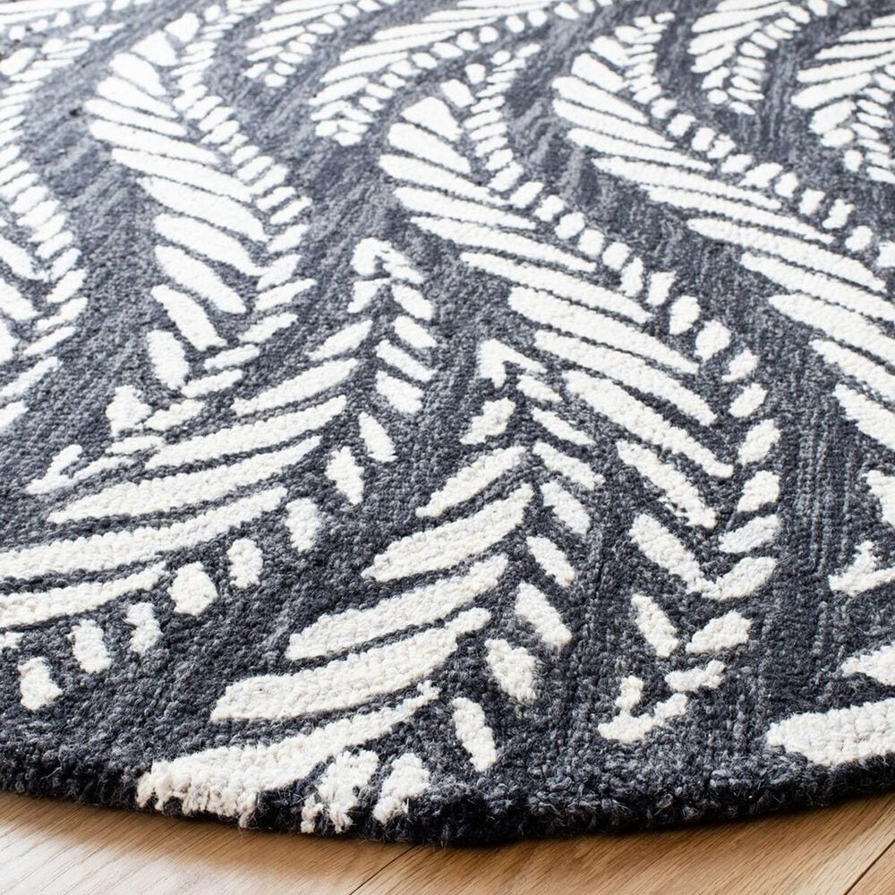 Safavieh Micro-Loop MLP170H 5&#39; Round Charcoal and Ivory Area Rug, , large