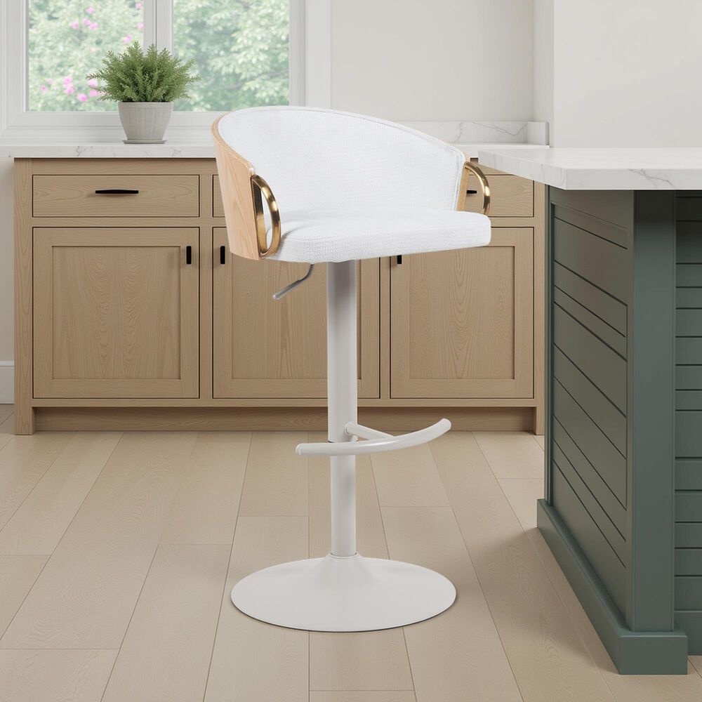 Armen Living Solstice Adjustable Barstool in Ivory, , large