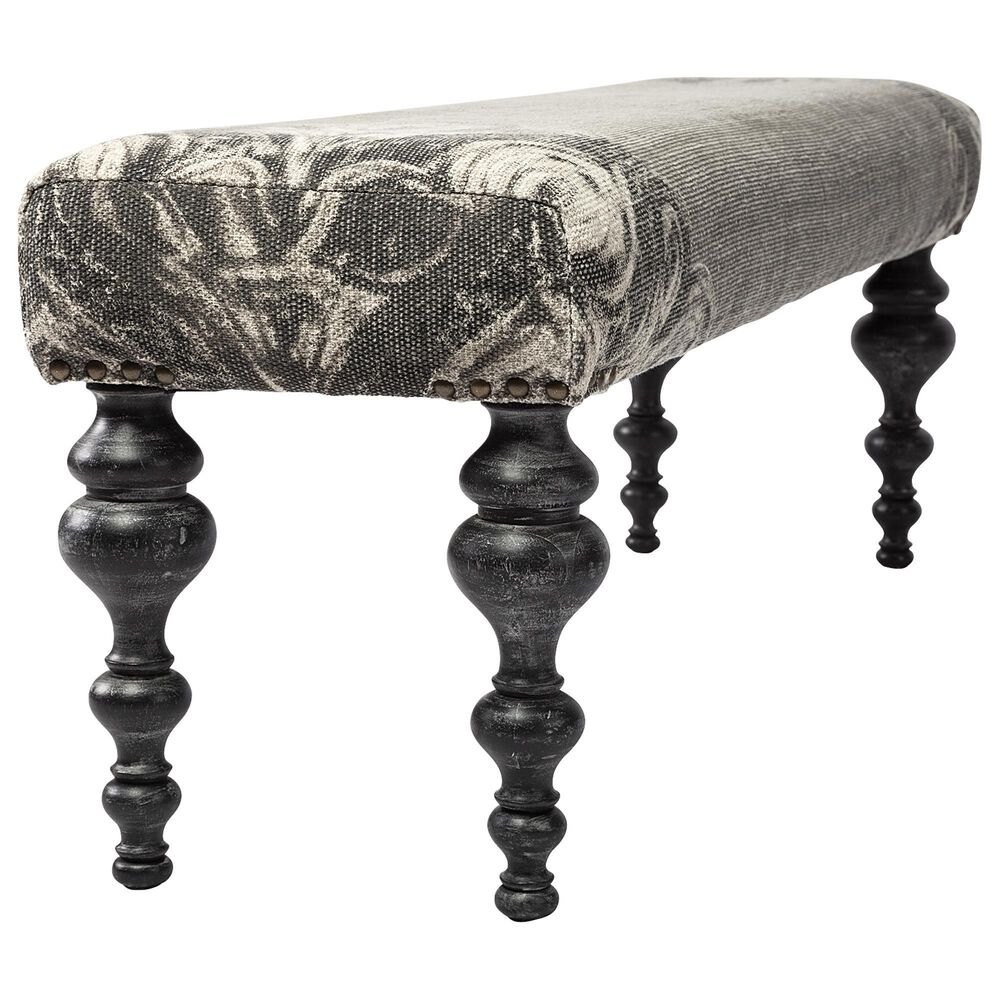Mercana Alhambra Accent Bench with Gray Cushion Seat in Black, , large