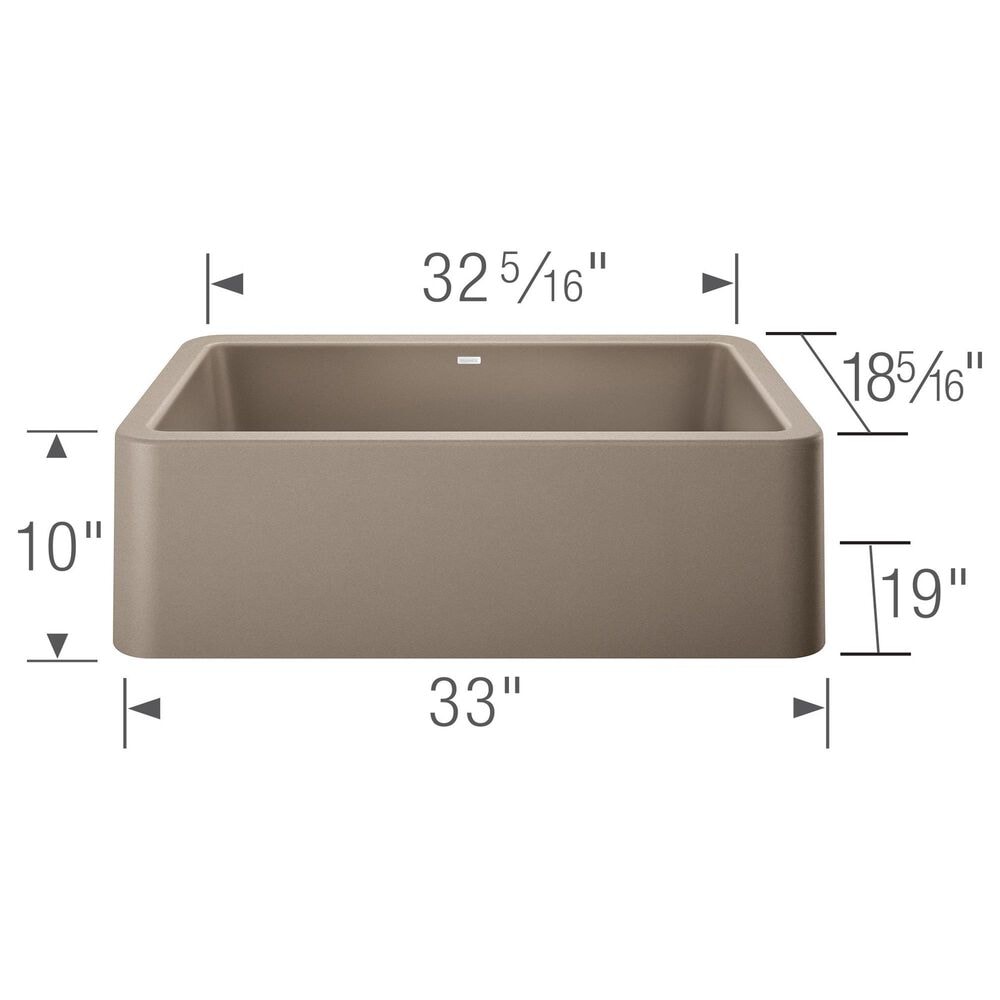 Blanco Ikon 33&quot; Apron Single Bowl Farmhouse Sink in Truffle, , large
