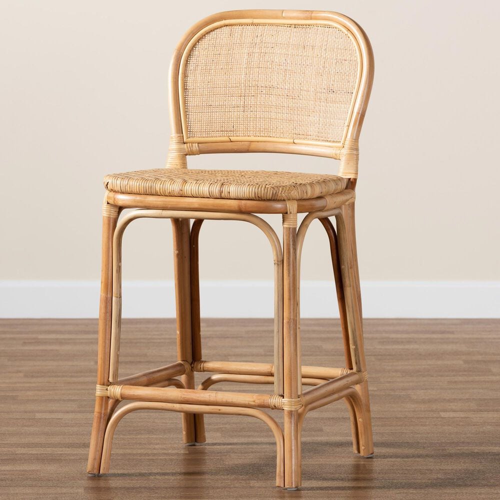 Baxton Studio Adrena Counter Stool in Natural Brown, , large