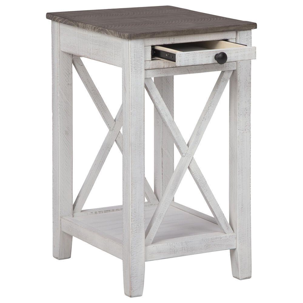 Ashley Adalane Accent Table in Distressed White and Gray, , large