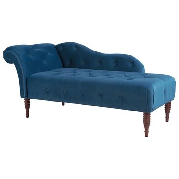 Jennifer Taylor Home Samuel Right Arm Facing Tufted Chaise Lounge in Satin Teal Blue Velvet, , large