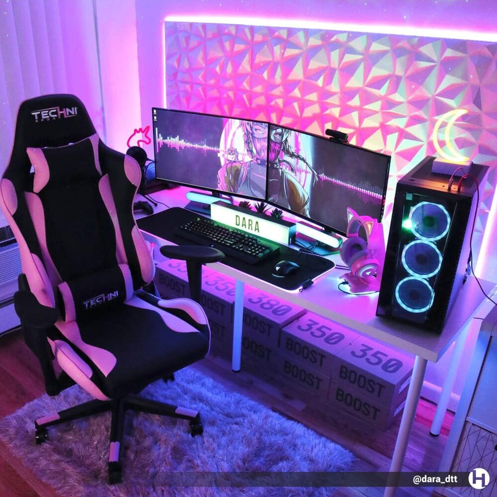 Techni Sport ProGamer2 Gaming Chair in Black and Pink, , large