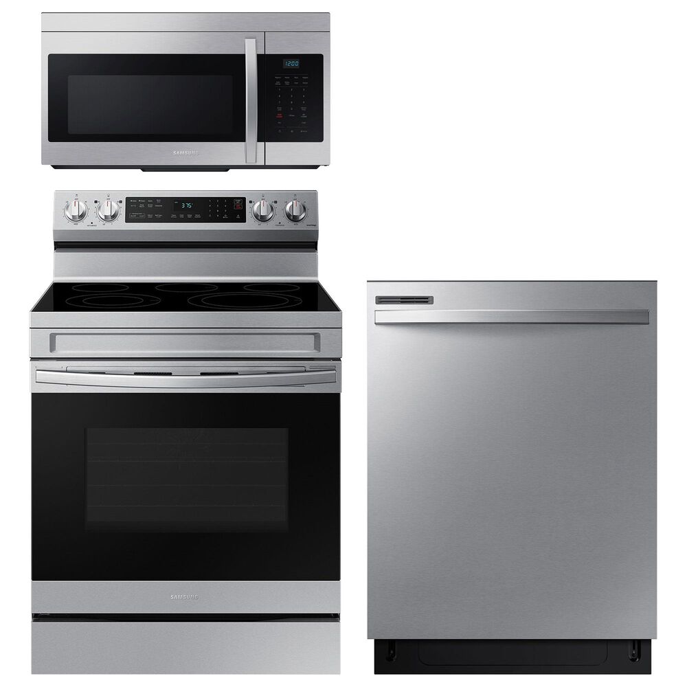Samsung 3-Piece Kitchen Package with Stainless Steel 6.3 Cu. Ft. Electric Range and Silver 1.6 Cu. Ft. Microwave, , large