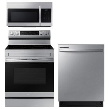 Samsung 3-Piece Kitchen Package with Stainless Steel 6.3 Cu. Ft. Electric Range and Silver 1.6 Cu. Ft. Microwave, , large