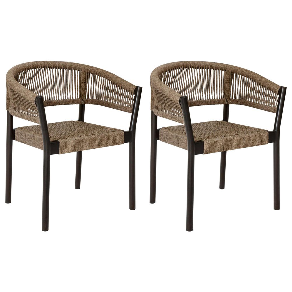 Blue River Doris Outdoor Dining Chair with Truffle Rope Seat in Dark Eucalyptus (Set of 2), , large