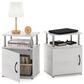 HOMLUX 3-Tier Utility Design End Table with Door in White Oak and Chrome (Set of 2), , large