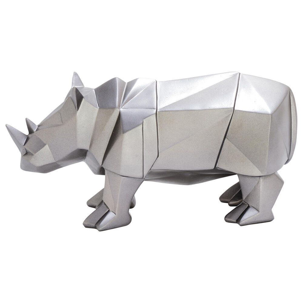 Maple and Jade 6" x 10" Rhino Sculpture in Silver, , large