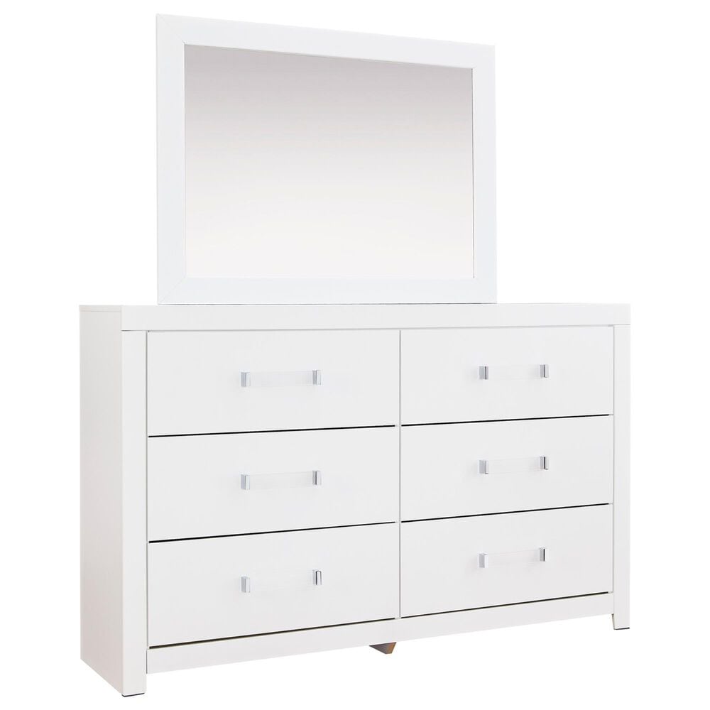 Ashley Maeling 4 Piece Queen Upholstered Panel Bedroom Set in Matte White, , large