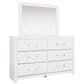 Ashley Maeling 4 Piece Queen Upholstered Panel Bedroom Set in Matte White, , large
