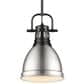 Golden Lighting Duncan 1-Light Small Pendant with Rod and Pewter Shade in Matte Black, , large