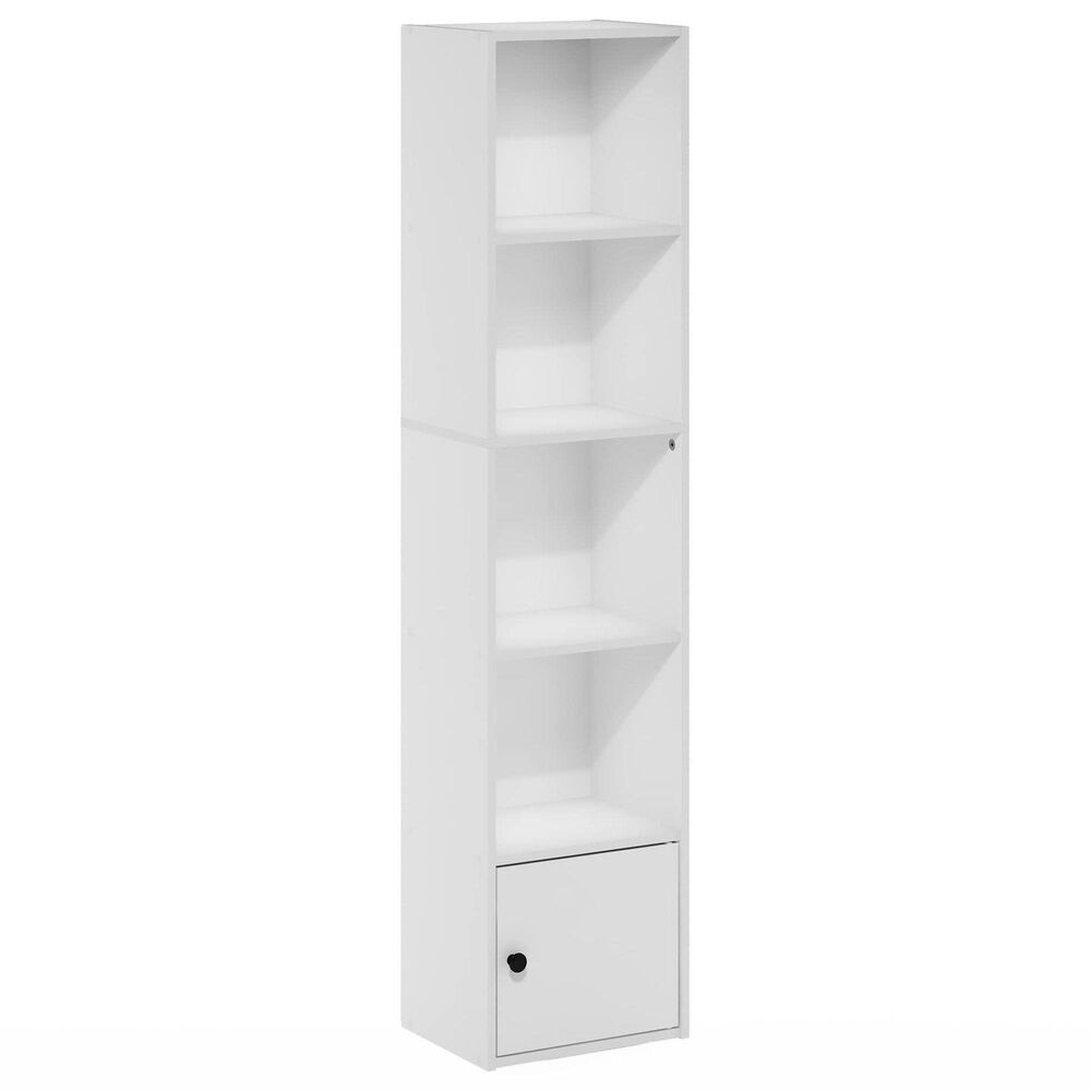 HOMLUX 5-Tier Shelf Bookcase with Door Storage Cabinet in White, , large