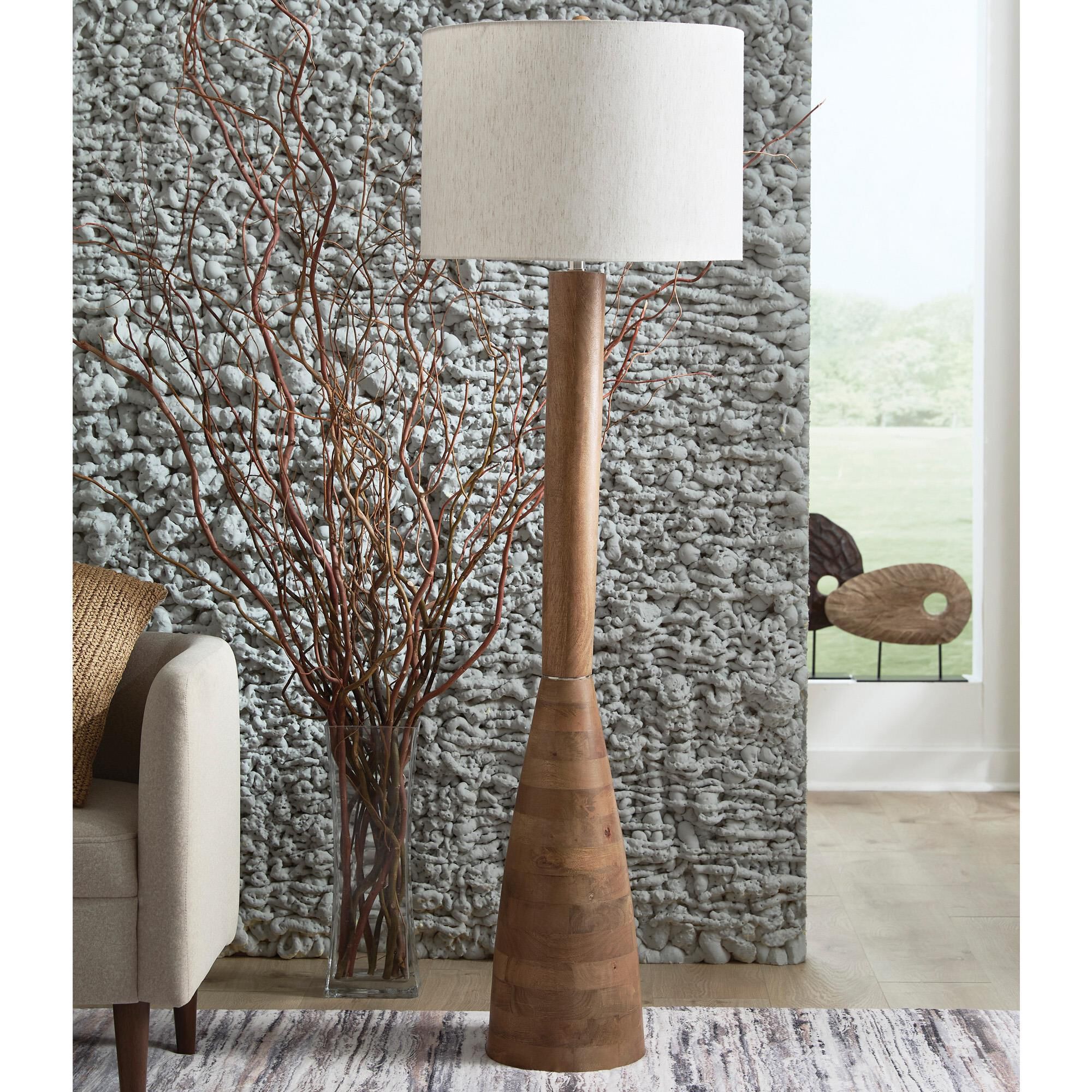 Ashley Ailsa Floor Lamp in Natural Brown