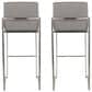 Lumisource Fuji High Back Barstool with Grey Fabric in Stainless Steel (Set of 2), , large