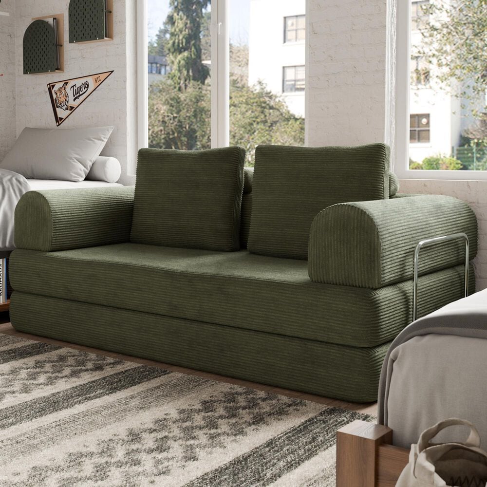 Furniture of America Ellis Stationary Modular Customizable Space-Saving Sofa in Green, , large