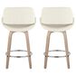 LumiSource Fabrico 26" Swivel Fixed-Height Counter Stool with Cream Noise Fabric Upholstery in Chrome and Whitewashed (Set of 2), , large