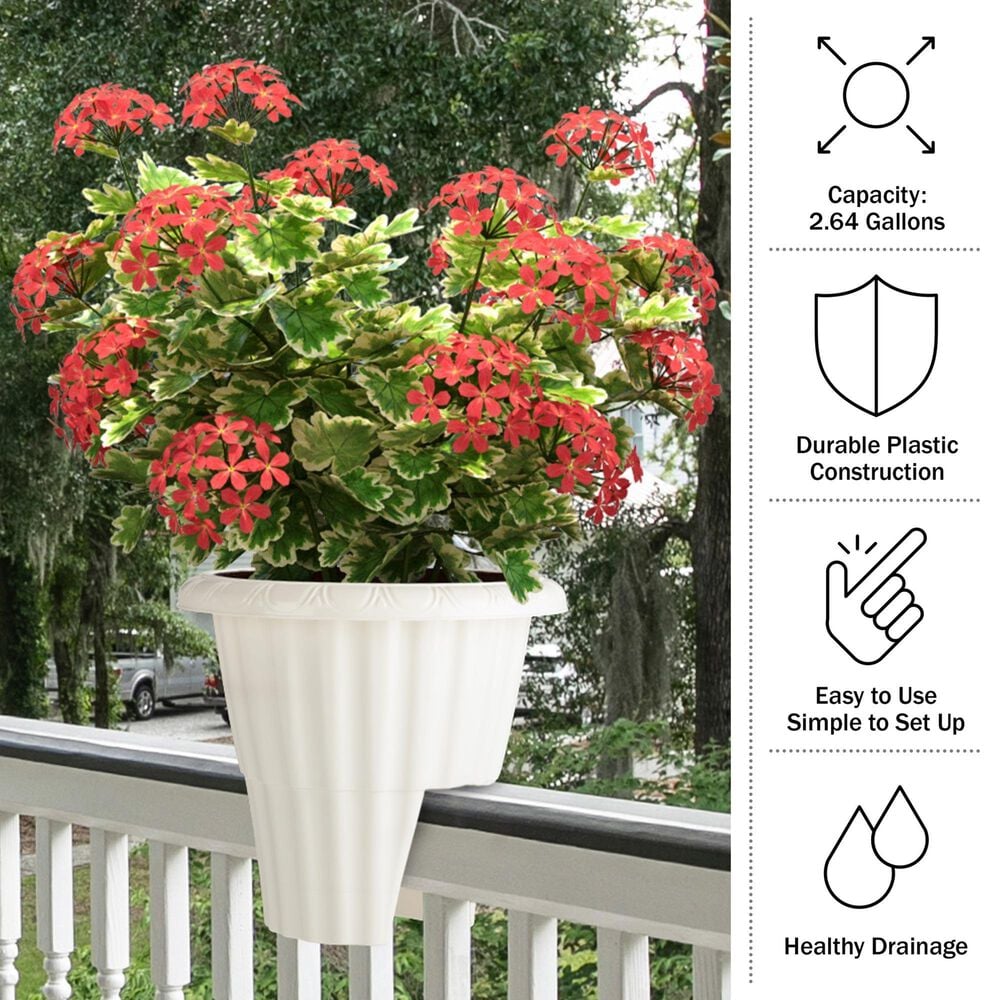 Timberlake 2.64-Gallon Deck Railing Planter in White, , large