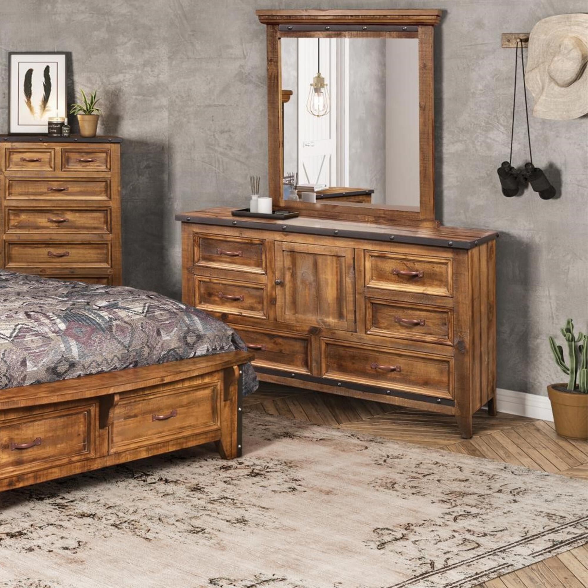 クイーンズヘナ ニューブラウン 3袋セット Sunset Bay Urban Rustic 3 Piece Queen Bedroom Set in Rustic Brown