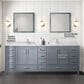 Lexora Home Jacques 84" Double Bathroom Vanity in Dark Grey with 2 cm White Carrara Marble Top and Rectangular Sinks, , large
