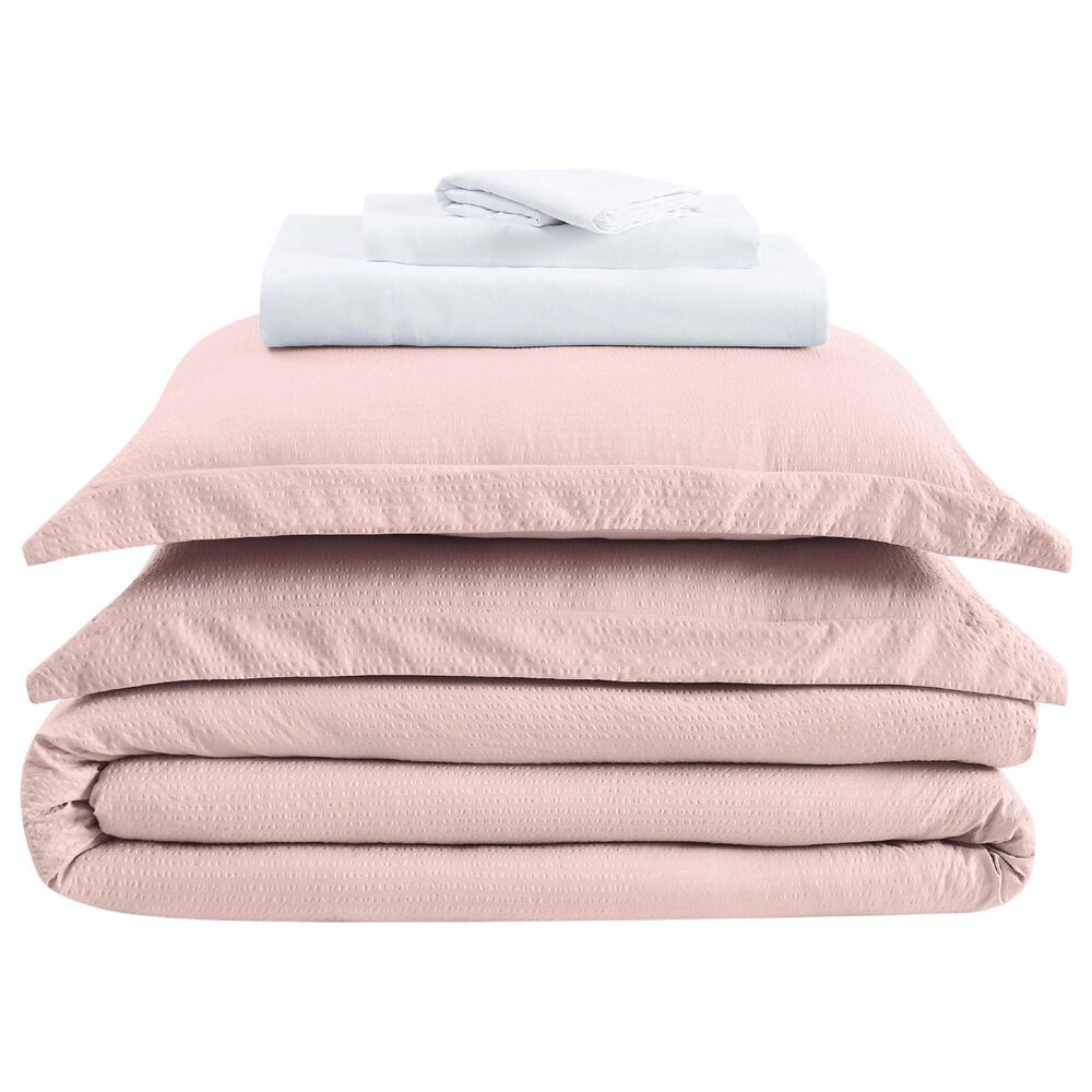 Pem America Truly Calm 5-Piece Twin Bed in a Bag in Blush and White, , large