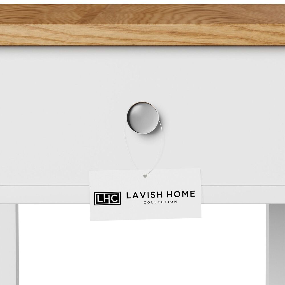 Timberlake Lavish Home Storage Side Table in White/Honey Oak, , large