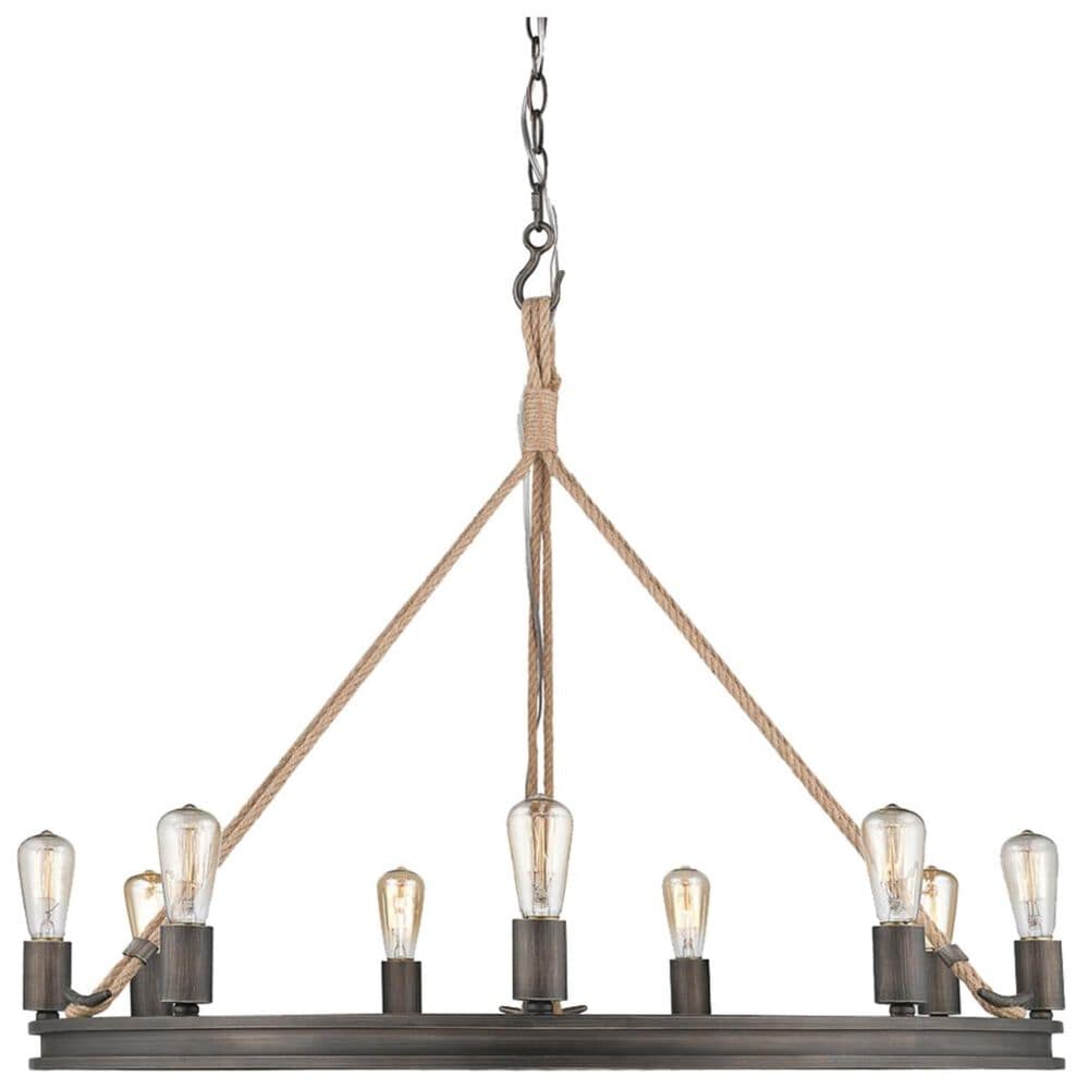 Golden Lighting Chatham 9-Light Chandelier in Gunmetal Bronze and Rope, , large