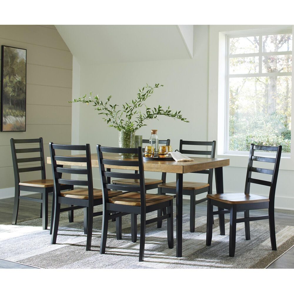 Ashley Blondon 7-Piece Rectangular Dining Set in Brown and Black, , large