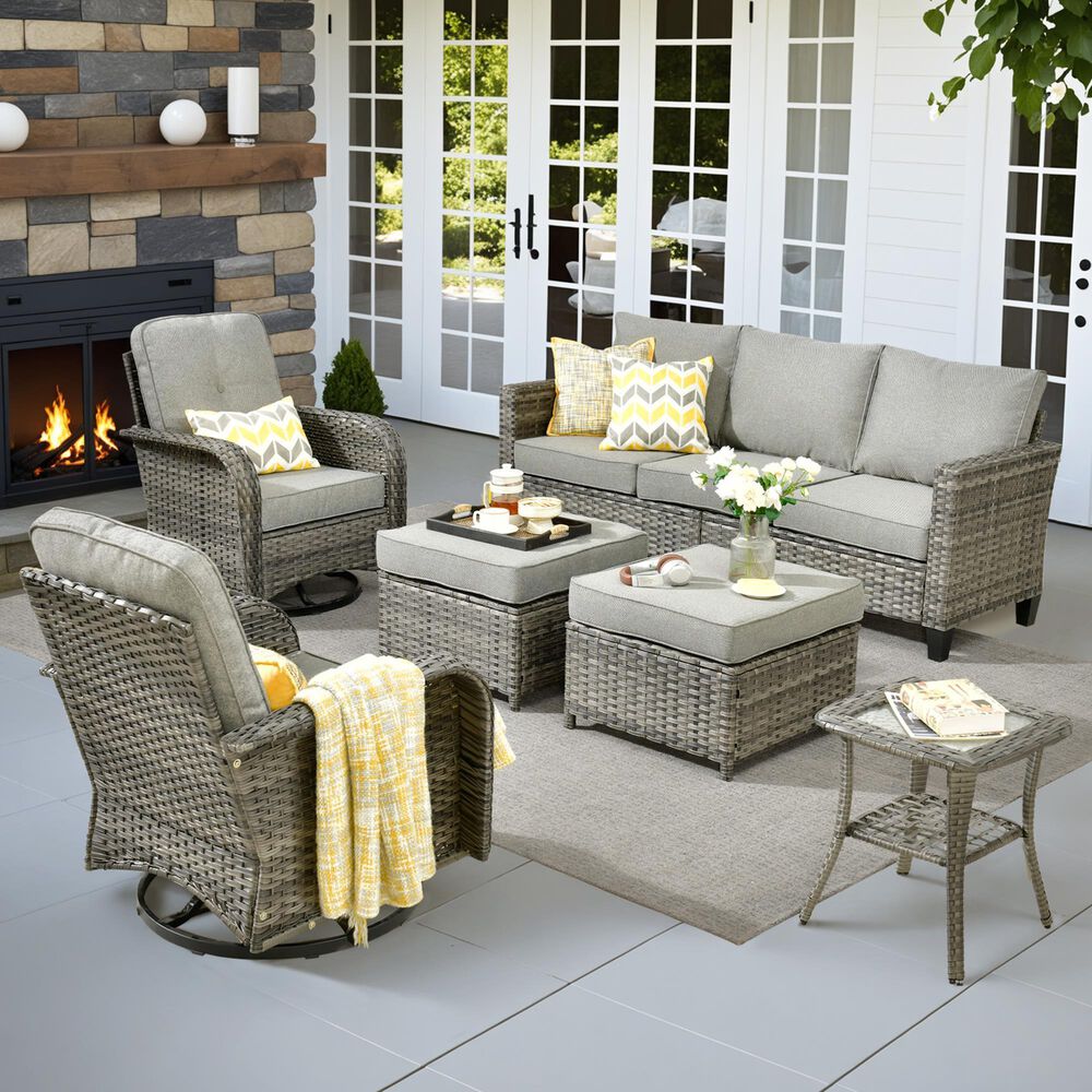 HOMLUX 6-Piece Patio Conversation Set in Dark Gray, , large