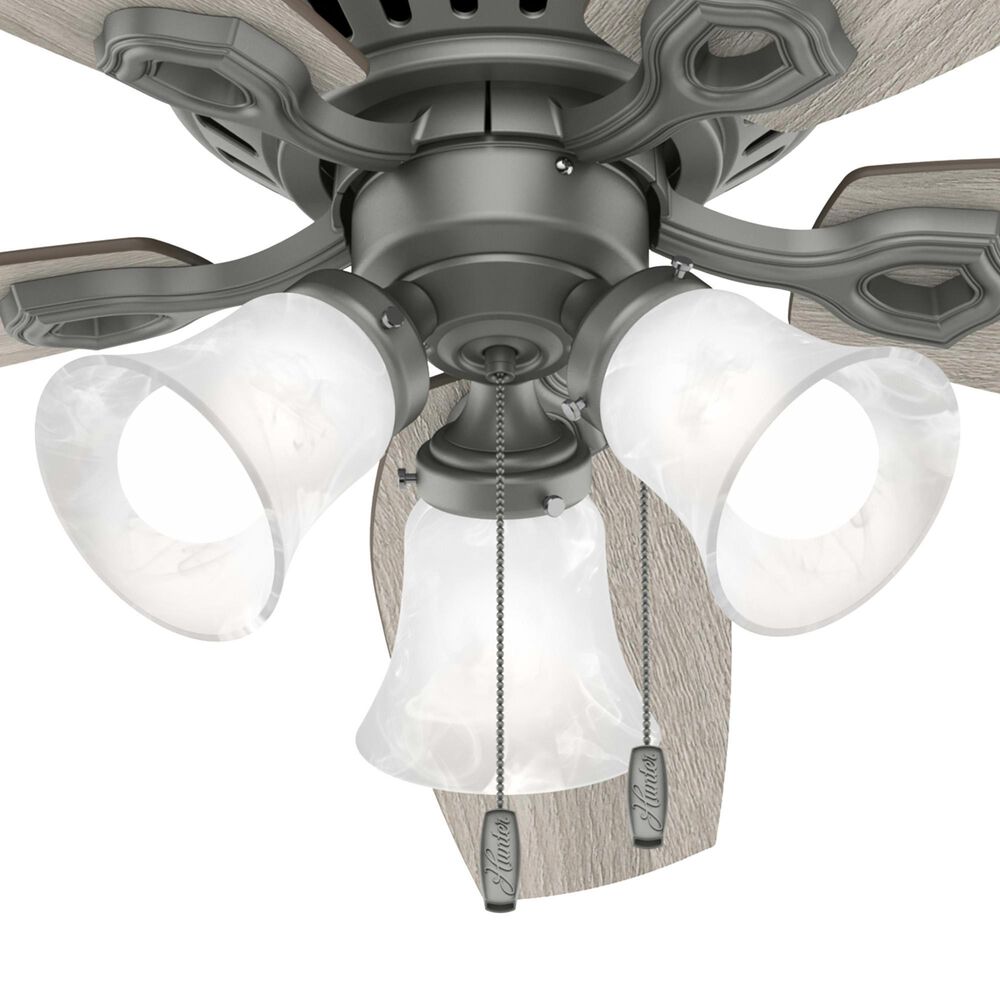 Hunter Builder Low Profile 52&quot; Ceiling Fan with Lights in Matte Silver, , large