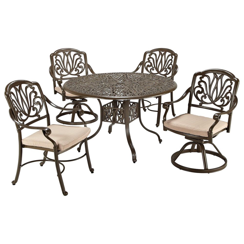Homestyles Capri 5-Piece Dining Set with Two Swivel Chairs in Taupe, , large