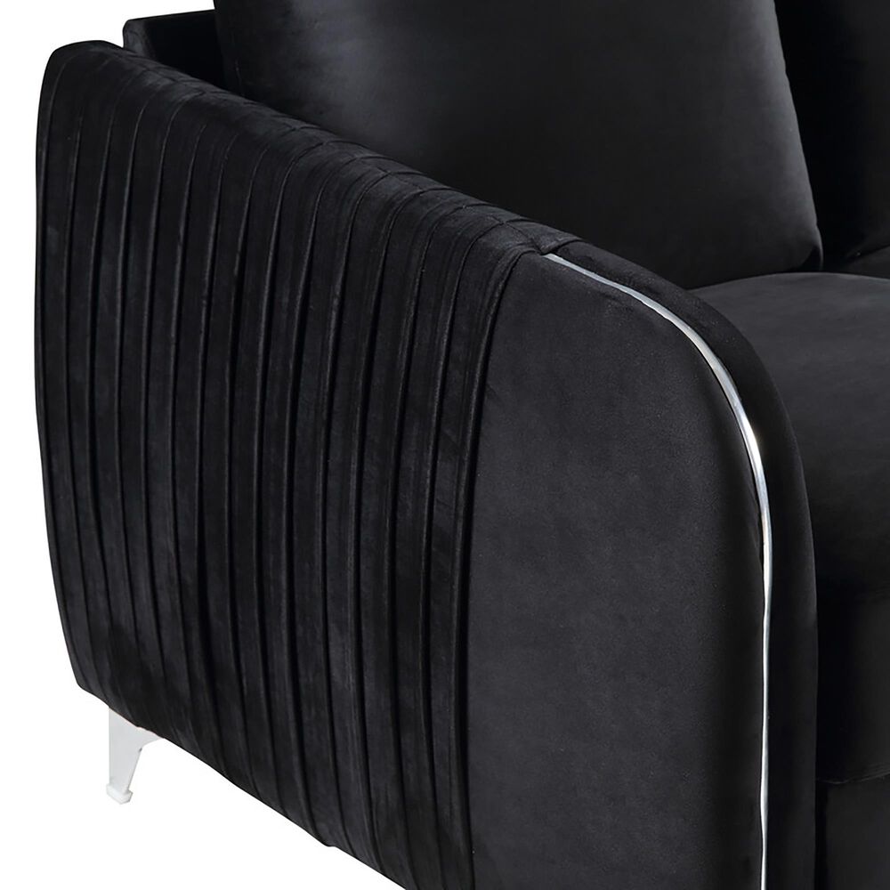 HOMLUX 54" Stationary Modern Loveseat with Quilted Cushions in Black Velvet, , large
