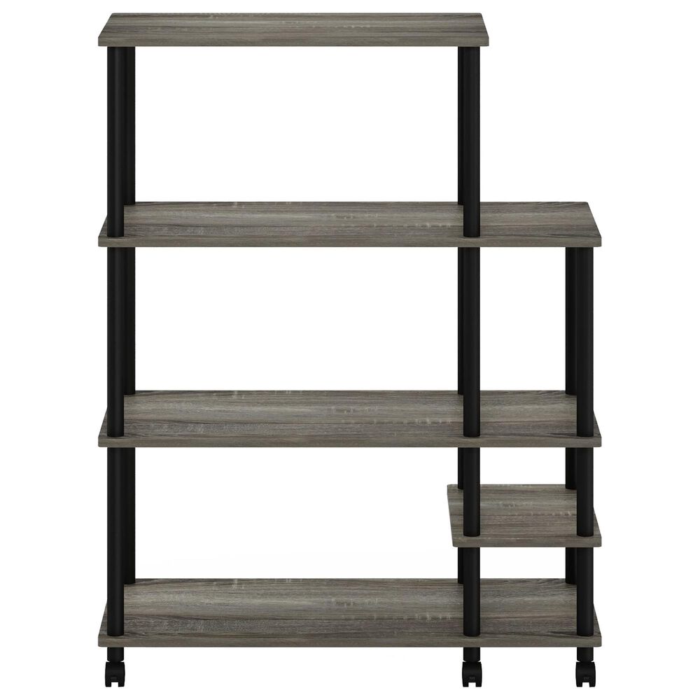 HOMLUX Turn-N-Tube 3-Tier Rolling Kitchen Shelf Cart in French Oak Grey and Black, , large