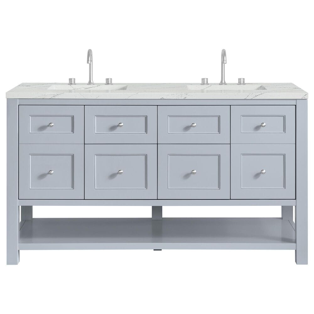 James Martin Vanities Breckenridge 60" Double Bathroom Vanity in Serenity Blue with 3 cm Ethereal Noctis Quartz Top and Rectangular Sinks, , large