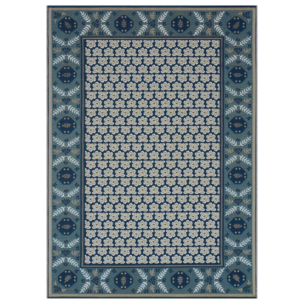 Rifle Paper Co. Amelie 6"7" x 9"4" RP Geometric Rose Navy Area Rug, , large